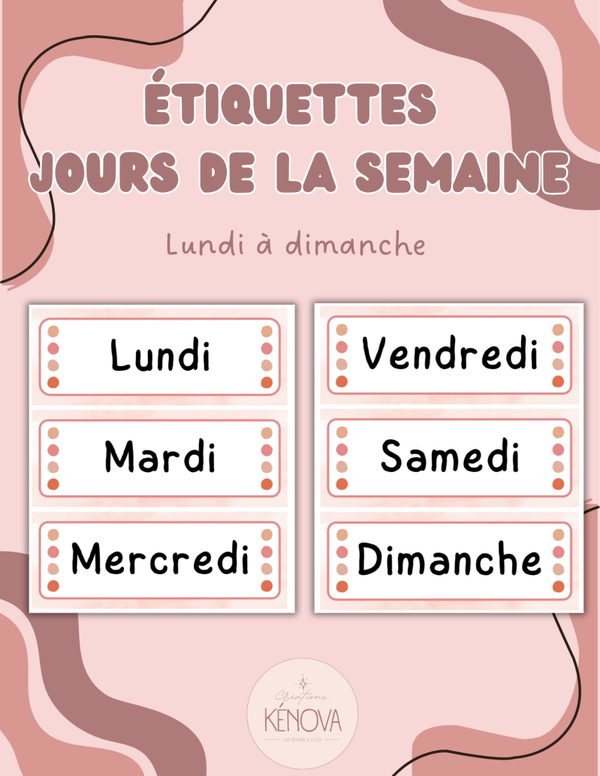 Étiquettes des jours de la semaine