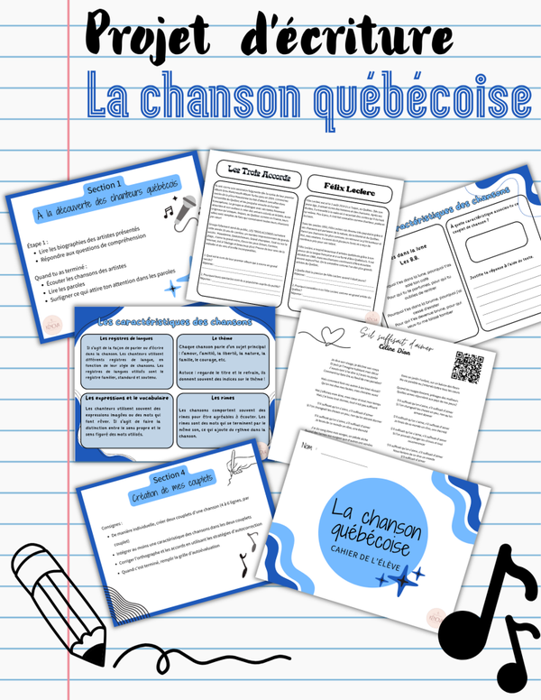 Projet d'écriture -  La chanson québécoise