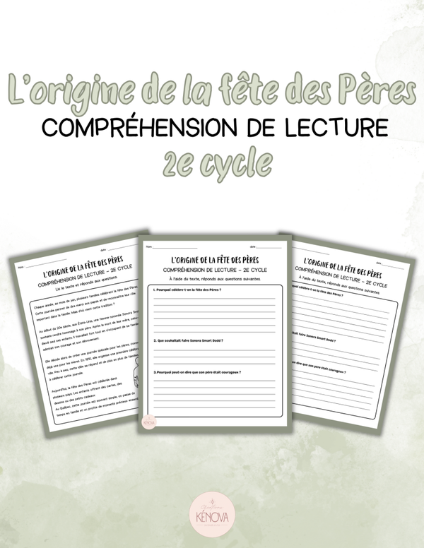 L'origine de la fête des Pères - Compréhension de lecture - 2e cycle