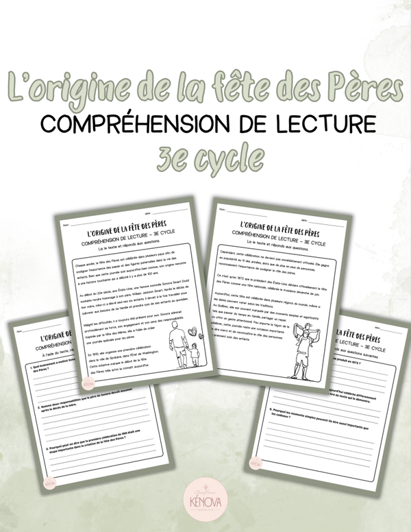 L'origine de la fête des Pères - Compréhension de lecture - 3e cycle