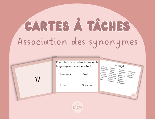Cartes à tâches - associations des synonymes