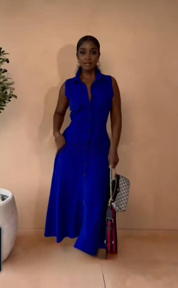 Blue sleeveless dress