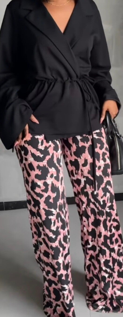 2 piece pink and blak set