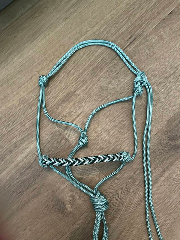 Touwhalster zee groen, donker groen en wit - gevlochten