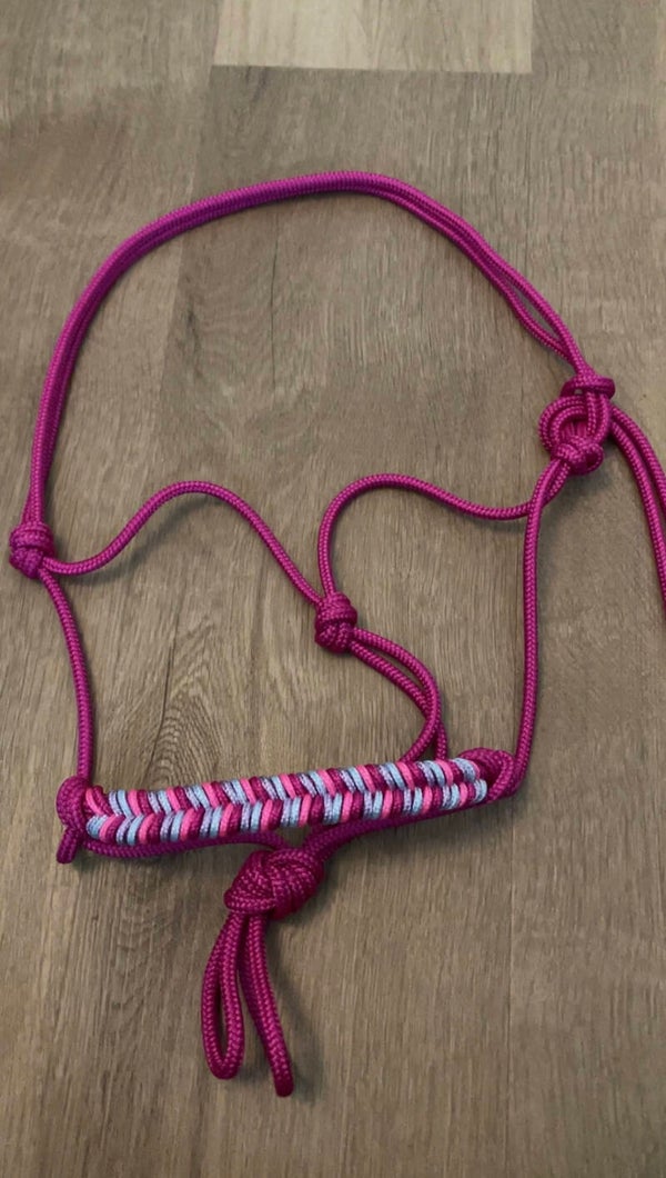 Touwhalster donkerroze, baby blauw, neon pink, lila paars - vissengraad