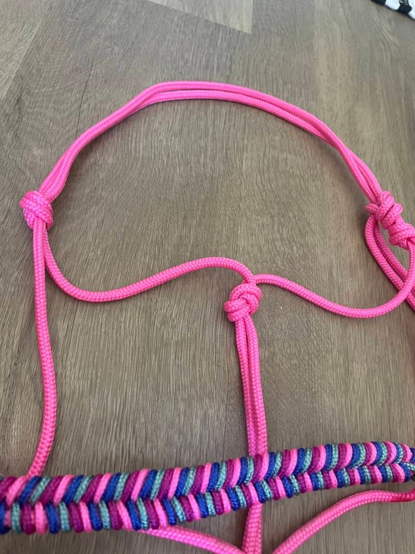 Touwhalster zeegroen, donkerroze, neonpink, electric blue - vissengraad