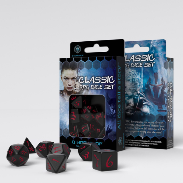 Classic RPG Black & red Dice Set (7)