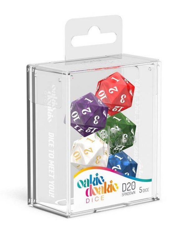 Oakie Doakie Dice W20 Spindown-Würfel Set Marble (5)