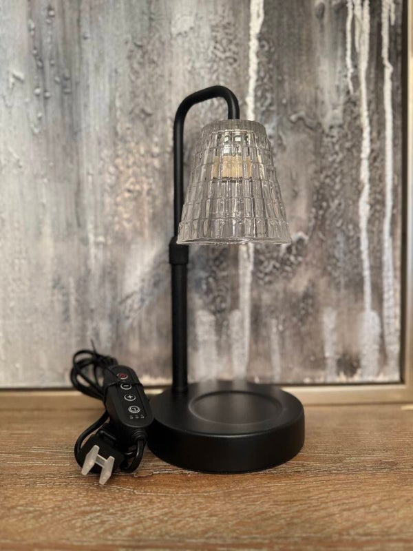 Black and Glass Shade Candle Lamp Warmer