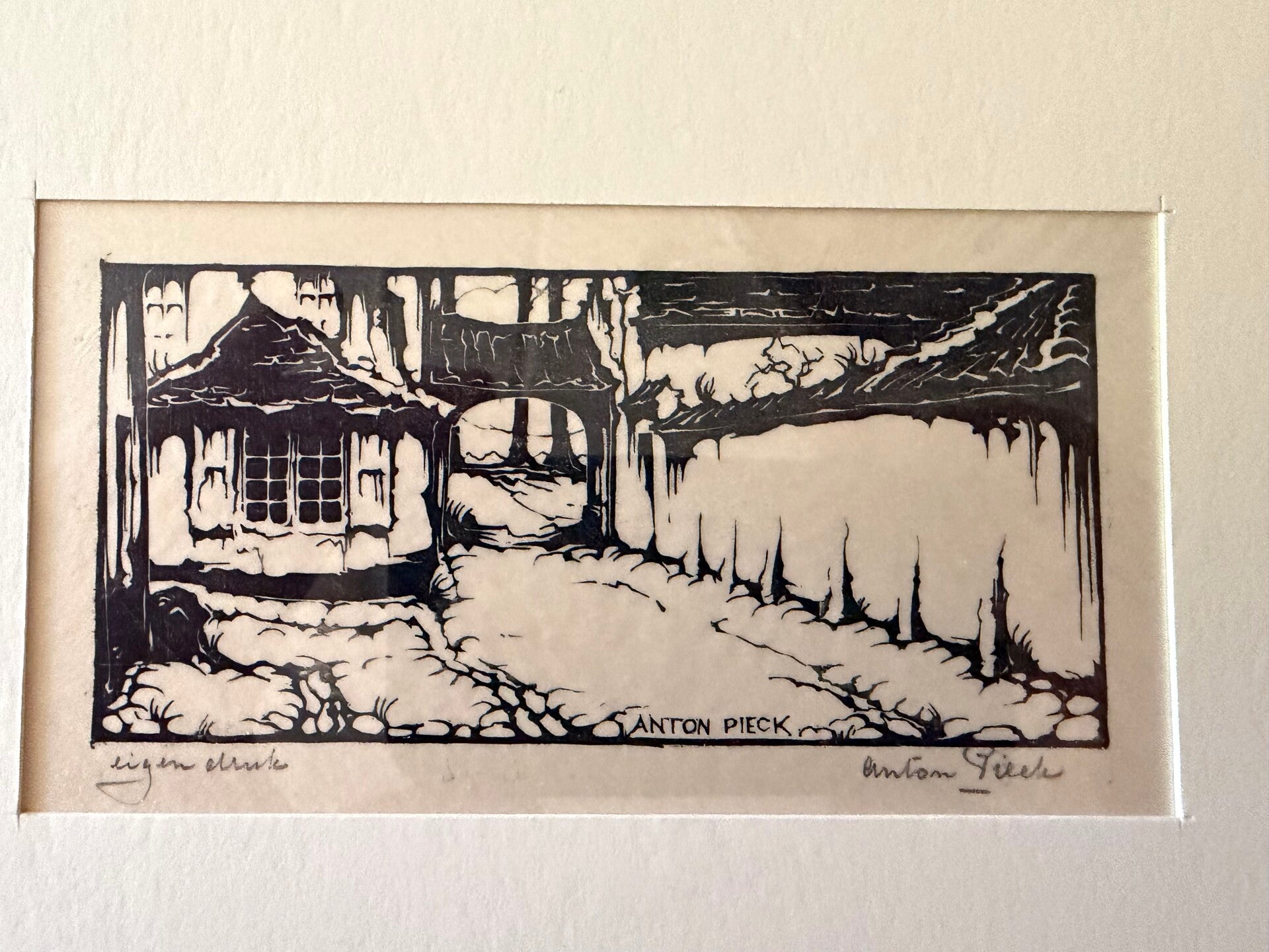 Anton Pieck – “Portieressenhuizeken” (1922) – Originele houtsnede op Japans papier – Mint conditie