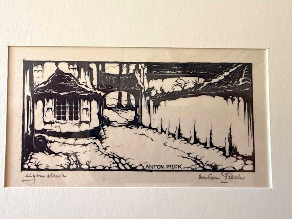Anton Pieck – “Portieressenhuizeken” (1922) – Originele houtsnede op Japans papier – Mint conditie