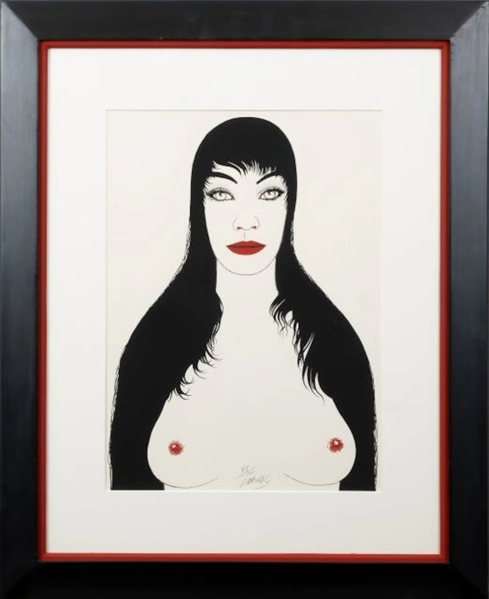 Felix Labisse - "Les Promesses d'un Visage" Kleurenlitho uit de reeks "Les Fleurs du mal" 1975