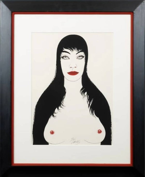 Felix Labisse - "Les Promesses d'un Visage" Kleurenlitho uit de reeks "Les Fleurs du mal" 1975