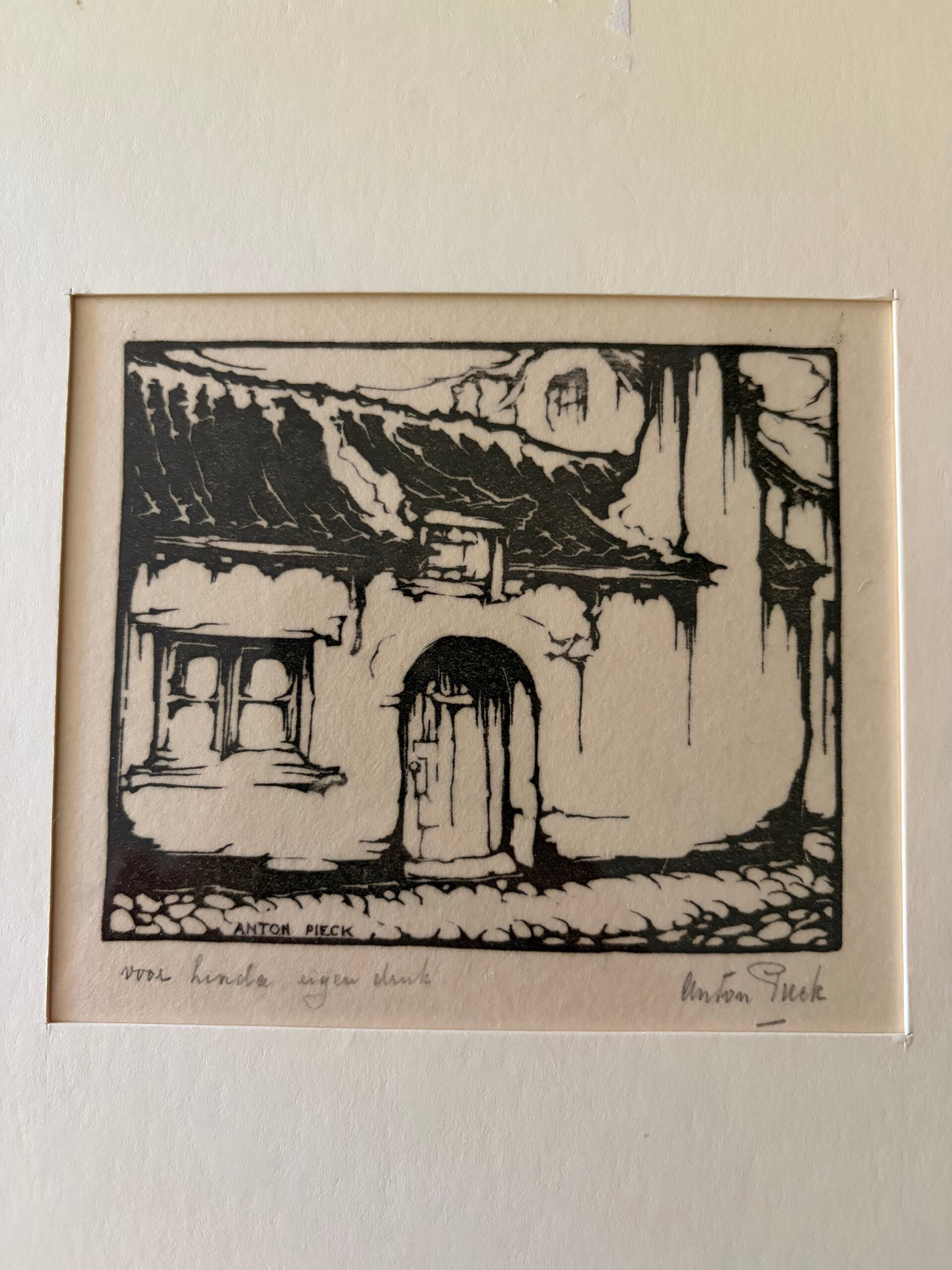 Anton Pieck – “’t huizeken van mr. Jan van Ruusbroec” (1922) – Originele houtsnede op Japans papier – Mint conditie