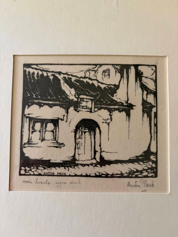 Anton Pieck – “’t huizeken van mr. Jan van Ruusbroec” (1922) – Originele houtsnede op Japans papier – Mint conditie