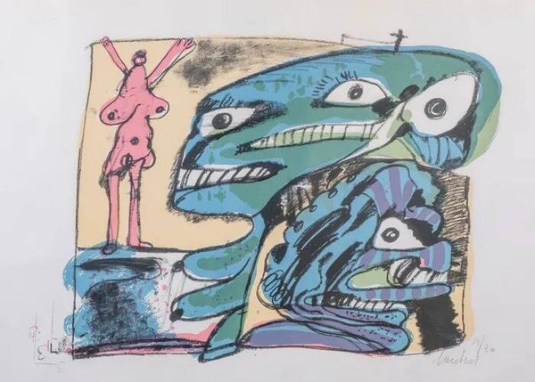 Lucebert (1924-1994), Fantasiefiguren, litho 12/30