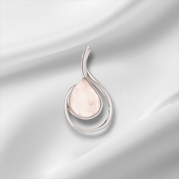 Pendentif goutte en Quartz Rose naturel