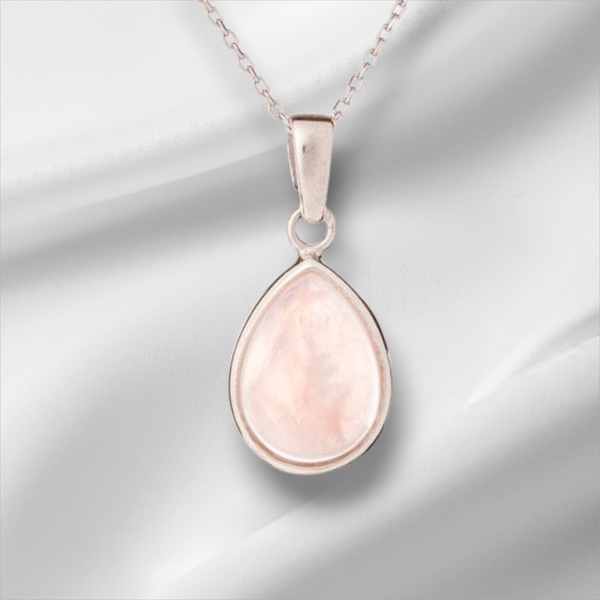 Pendentif Argent et Quartz Rose