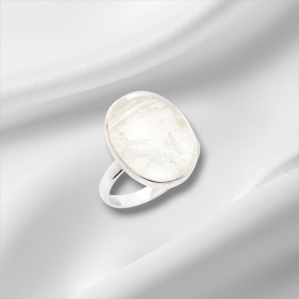 Bague Pierre de Lune blanche naturelle