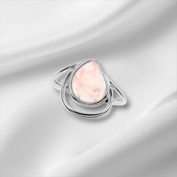 Bague goutte en Quartz Rose naturel
