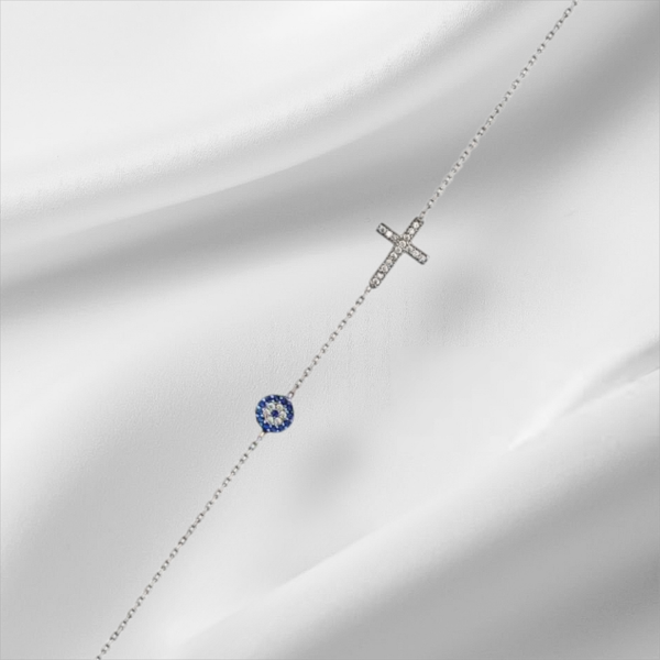 Bracelet Croix et Œil de Protection