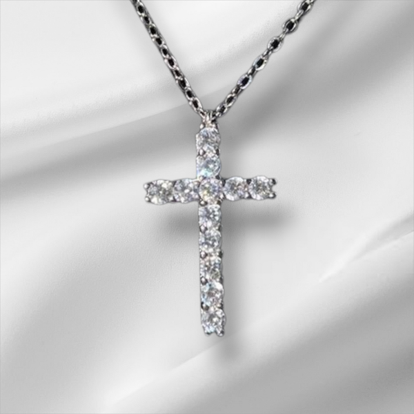 Collier Croix et Zircon Argent