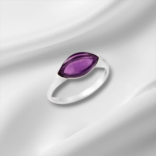 Bague Amande avec Améthyste violette naturelle