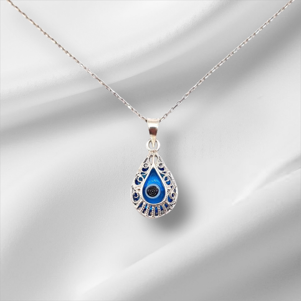 Collier Goutte d'Argent - Œil Turc