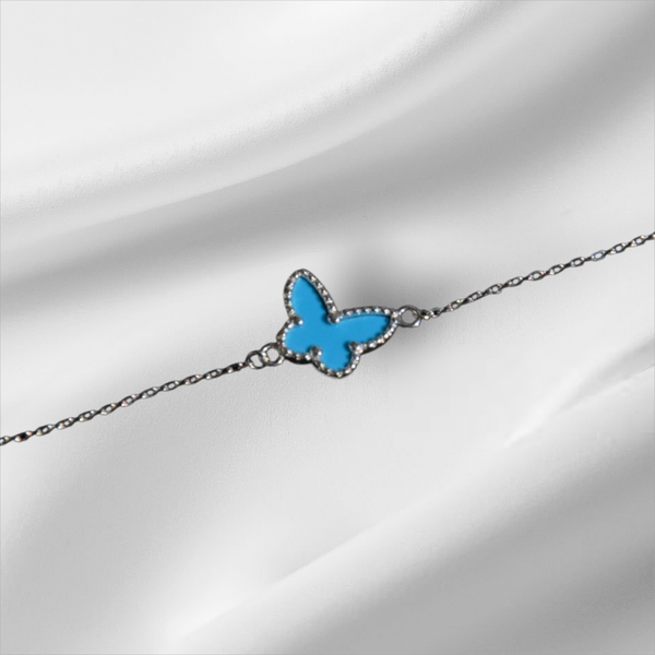 Bracelet papillon turquoise - Argent - "Le changement"