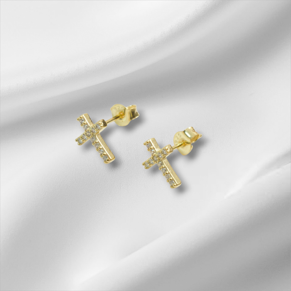 Boucles d'oreilles Mona - Croix - Plaqué Or