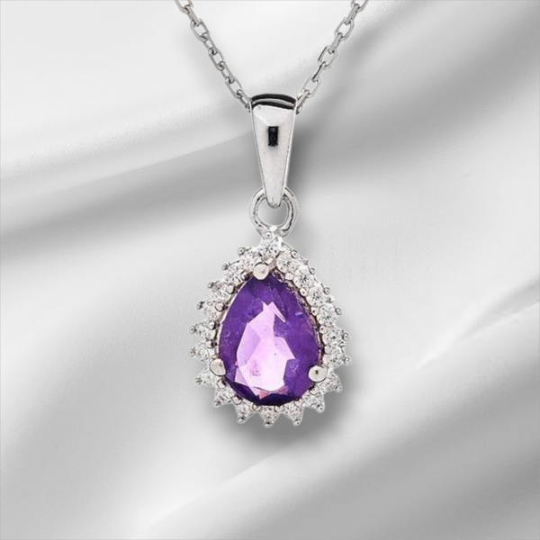 Pendentif Améthyste et Oxyde de Zircon