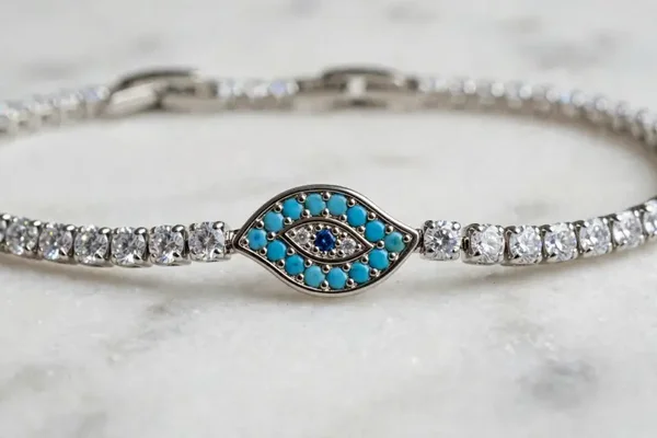 0165 Jewelry - Evil Eye Tennis Bracelet – Silver / Turquoise