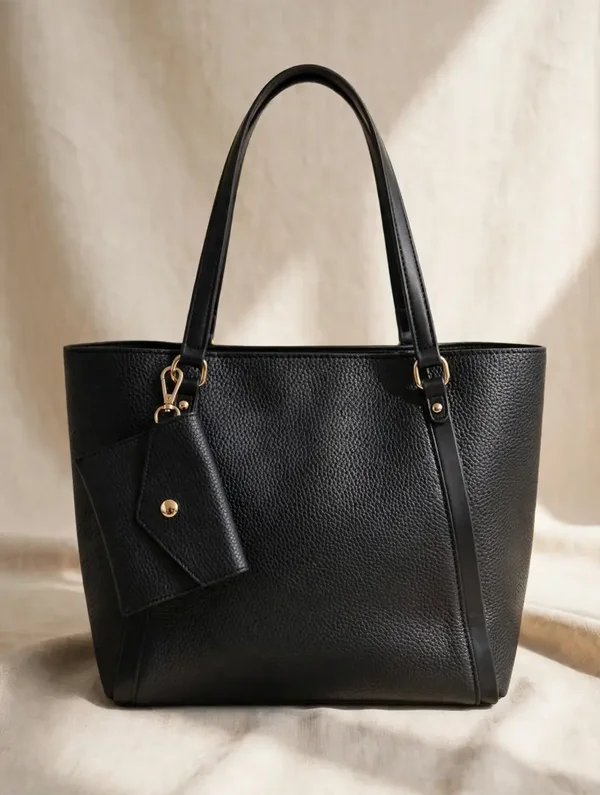 0183 Bag - Black Pebbled Medium Size Tote