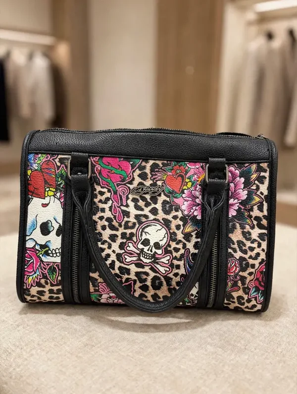 0216 Bag - Ed Hardy Signature Satchel - Leopard / Pink Tattoo
