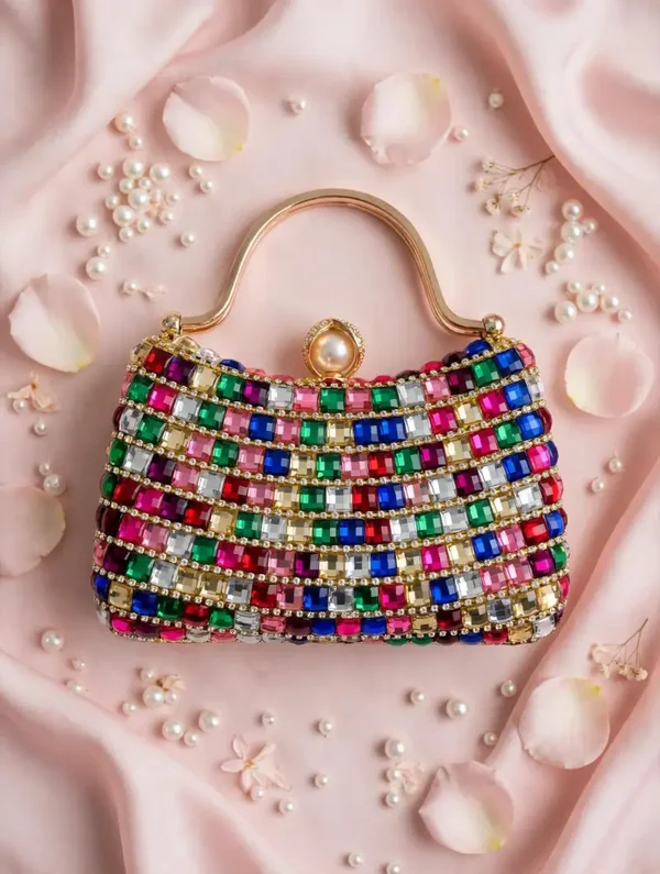 0231 Bag - Confetti Queen Rainbow Jewel Clutch