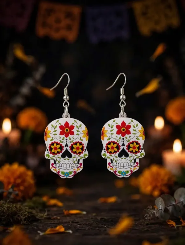 0240 Halloween - Skeleton Head Earrings