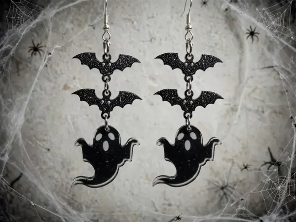 0243 Halloween - Black Ghost Earrings