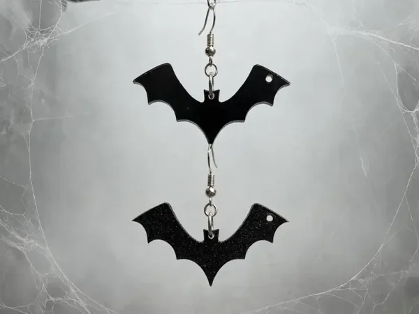 0245 Halloween - Black Bat Earrings