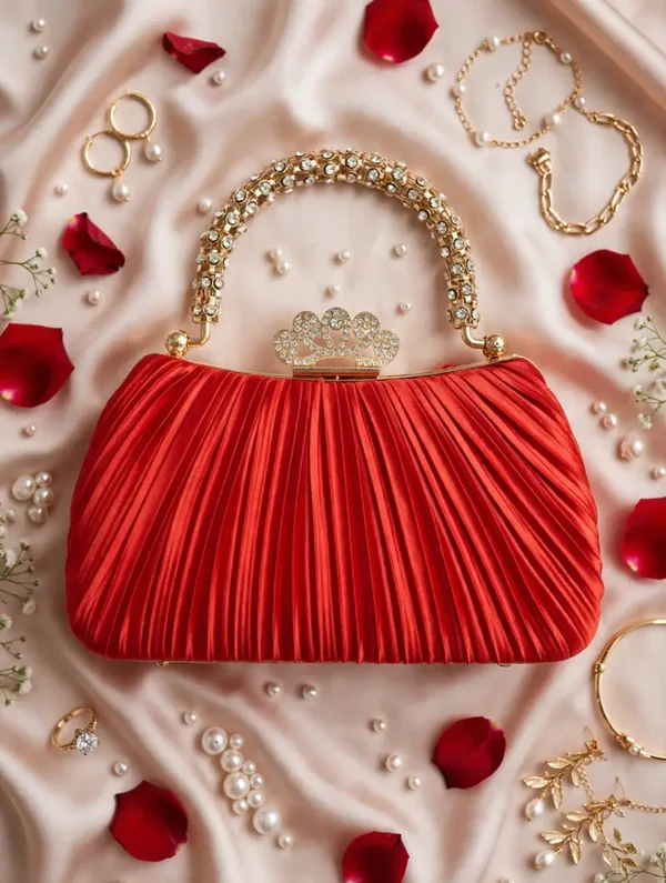 0232 Bag - Red Satin Evening Bag