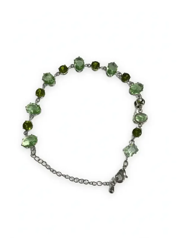 0257 Jewelry - Two Tone Green Tennis Bracelet