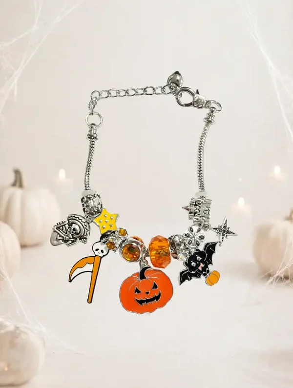 0089 Halloween - Silver Halloween Charm Bracelet