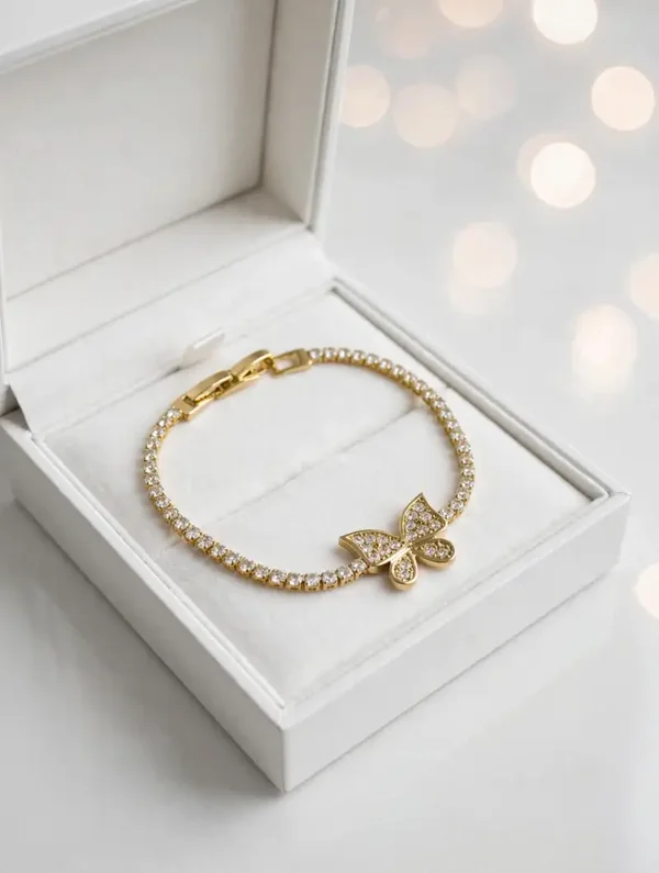 0248 - Pavé Butterfly Tennis Bracelet — Gold