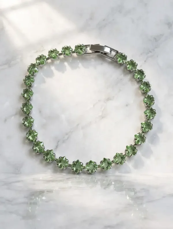 0258 - Green Starburst Tennis Bracelet