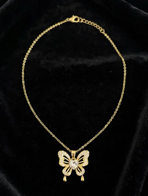 0308 Jewelry - Crystal Heart Butterfly Necklace