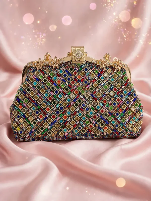 0279 Bag - Kaleidoscope Jewel Clutch – Multicolor Crystals