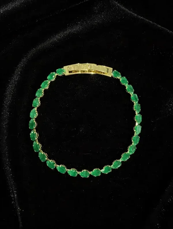 0314 Jewelry - Emerald Oval Tennis Bracelet – Gold
