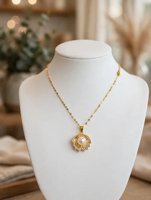 0341 Jewelry - Pearl Seashell Necklace – Gold