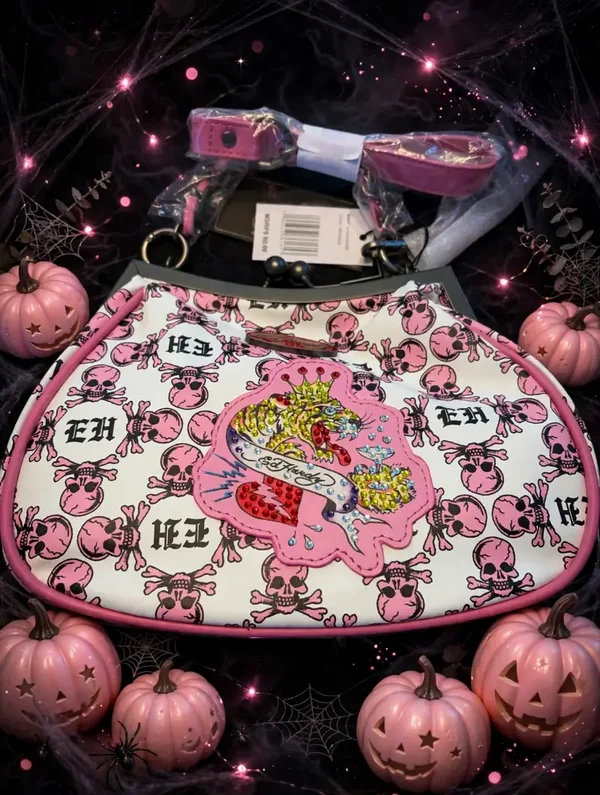 0369 Bag - Ed Hardy Pink Skull Kisslock