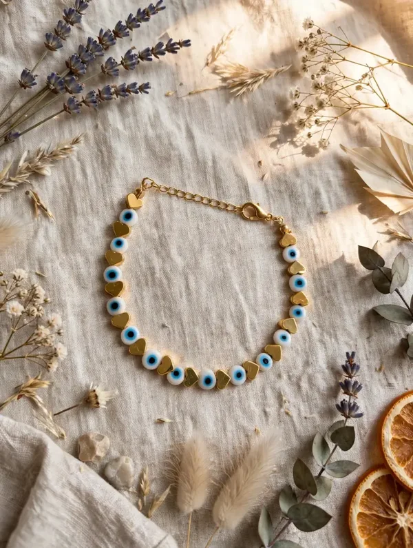 0375 Jewelry - Evil Eye Gold Heart Bracelet