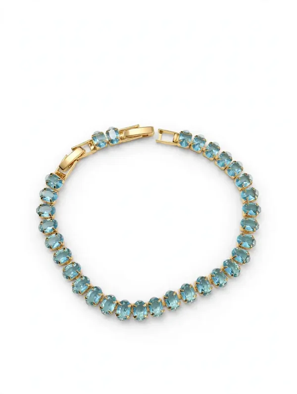 0395 Jewelry - Aqua Ice Tennis Bracelet — Gold
